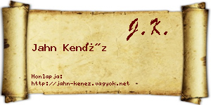 Jahn Kenéz névjegykártya